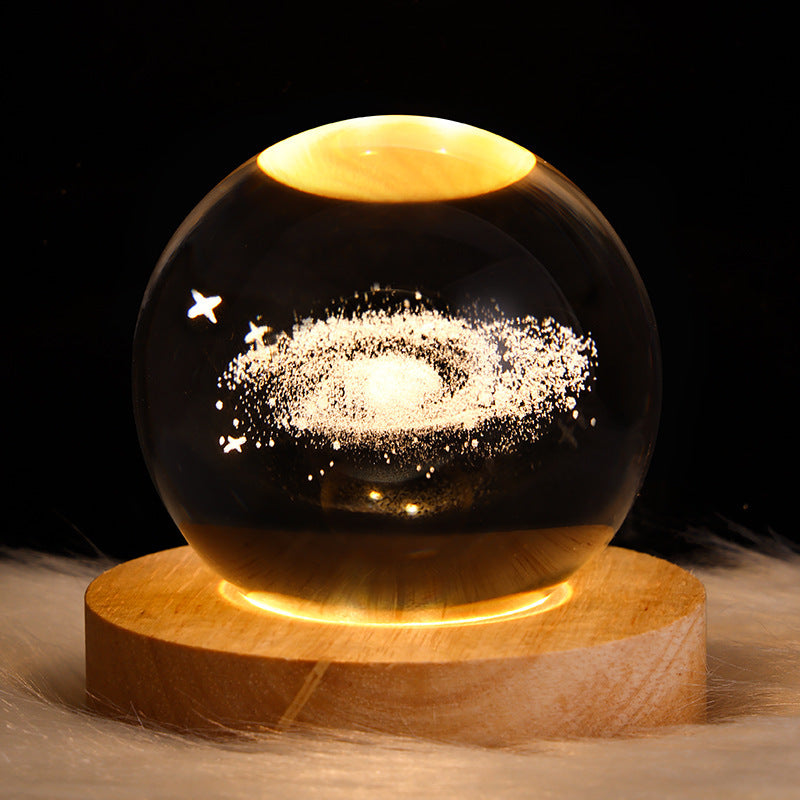 3D Moon & Galaxy Crystal Ball LED Lamp