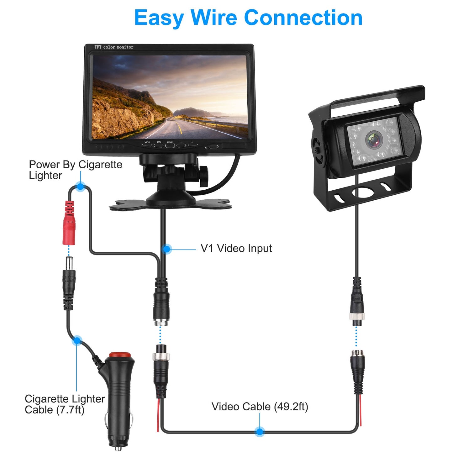 “7" HD Waterproof Car Rear View Camera Monitor System”