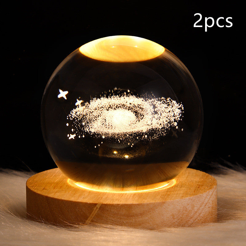 3D Moon & Galaxy Crystal Ball LED Lamp