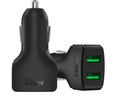 AUKEY Dual USB Car Charger 4.8A – Fast Charging 12V/24V Universal Car Adapter