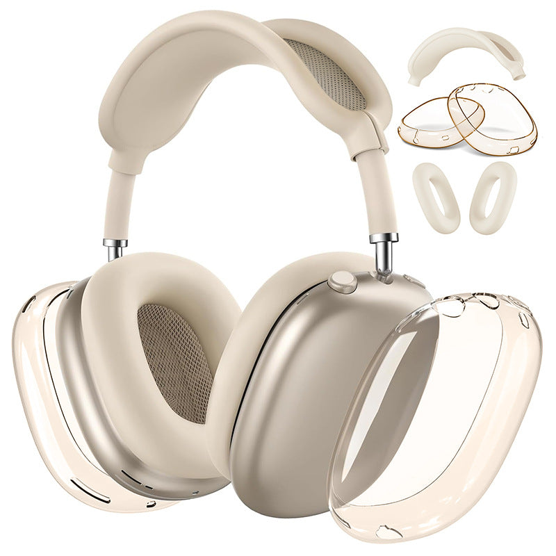 Premium Protective Cover Set for AirPods Max – Silicone Ear Cushions & Clear TPU Case with Headband Cover