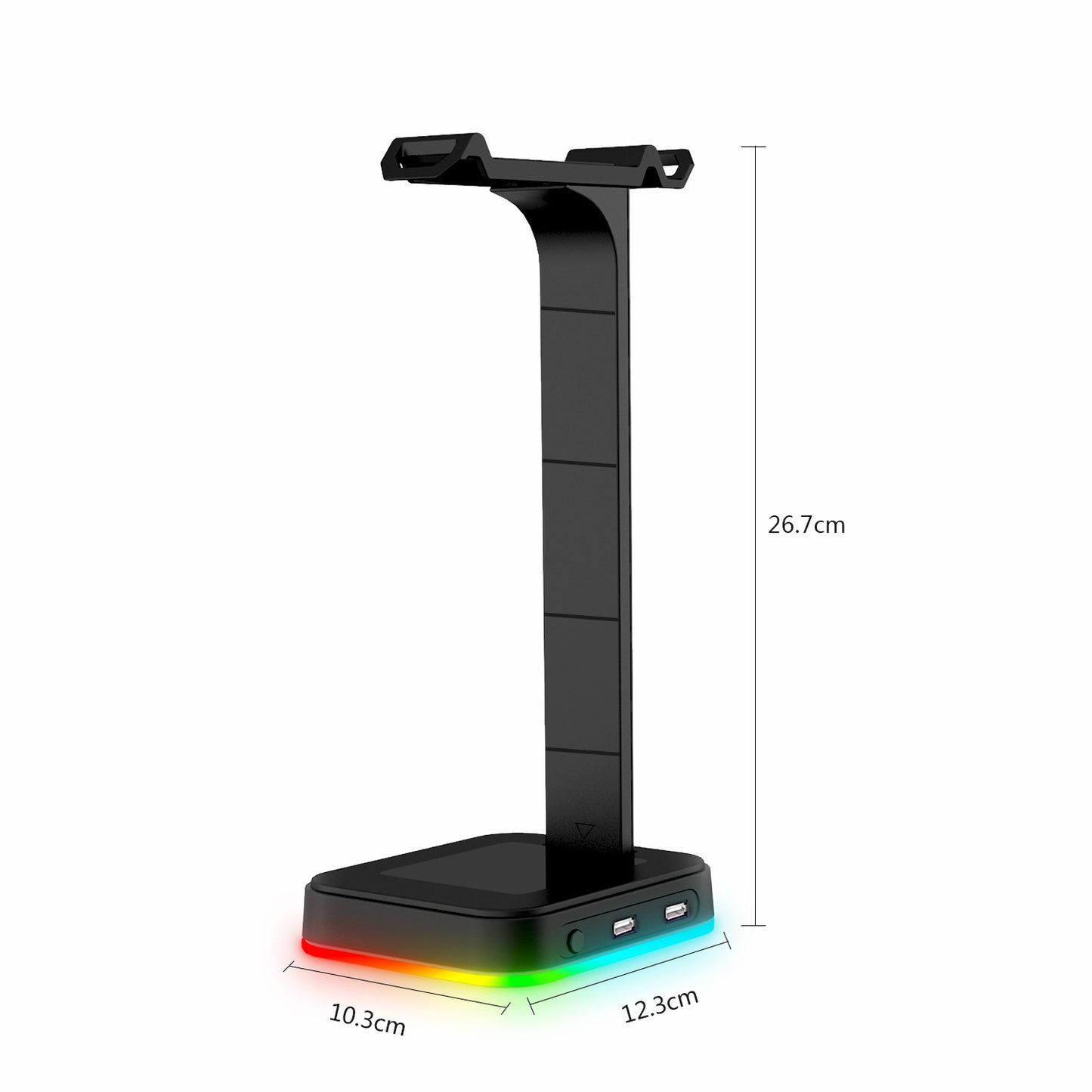 2-in-1 RGB Gaming Headphone Stand with Power Strip – Desktop Headset Holder, USB Charging & LED Light Base