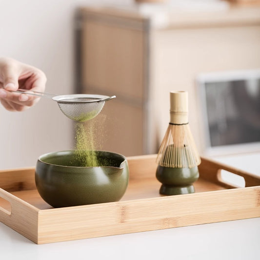 Matcha Tea Set – Bamboo Whisk, Bowl & Fine Mesh Strainer