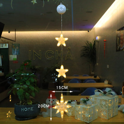 3PCS Christmas LED Star Window Hanging Lights