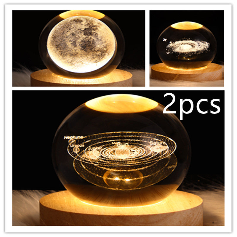3D Moon & Galaxy Crystal Ball LED Lamp