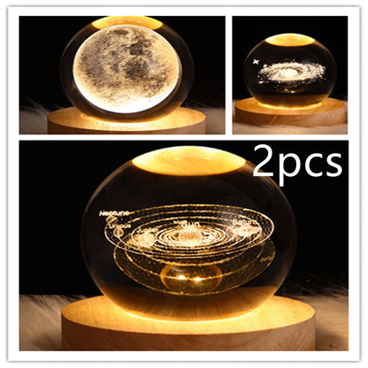3D Moon & Galaxy Crystal Ball LED Lamp