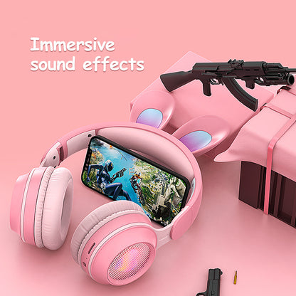 Cute LED Bunny Wireless Headphones Kids Rabbit