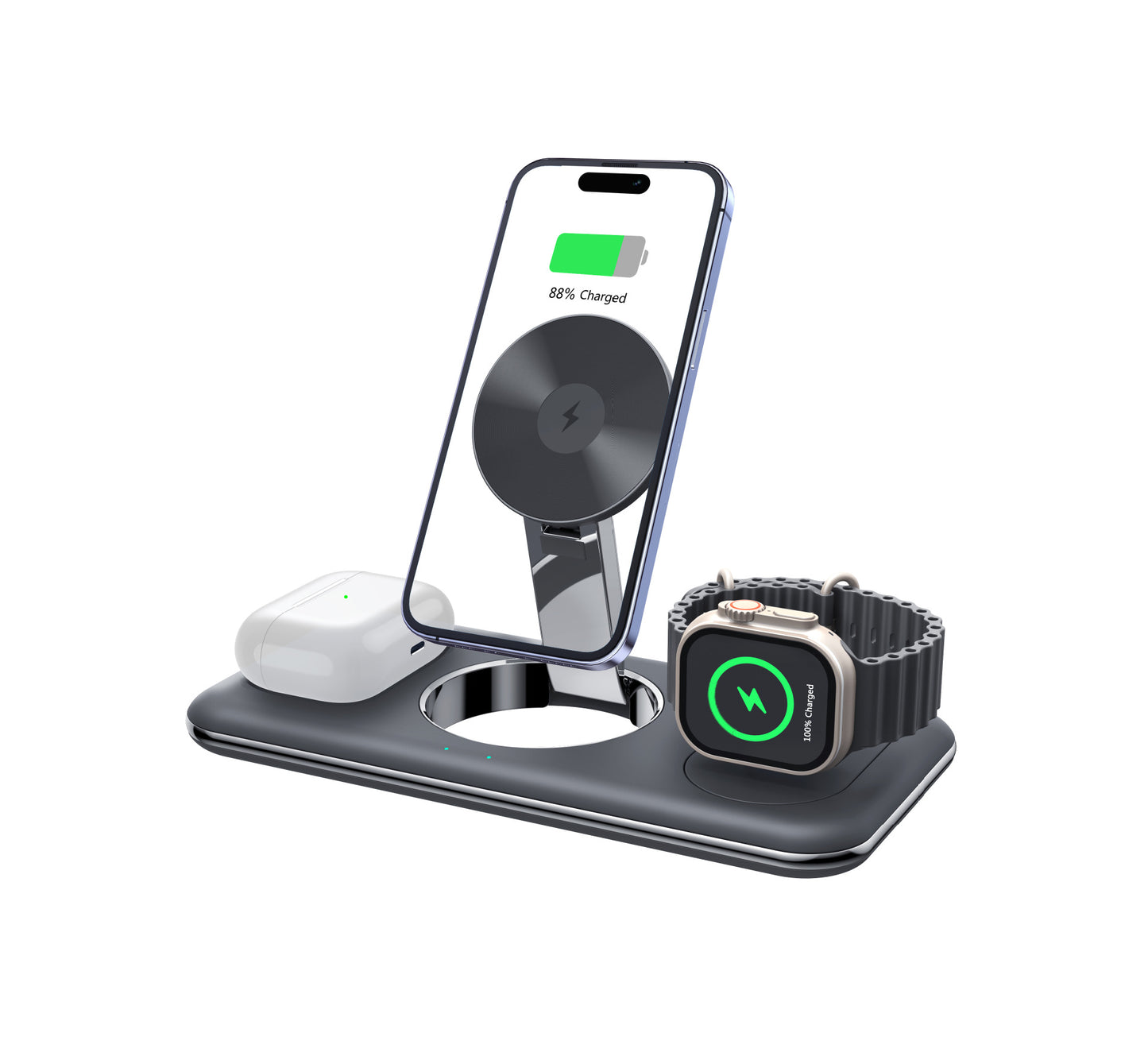 3-in-1 Wireless Charging Station for Phone, Watch & Earbuds