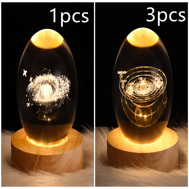3D Moon & Galaxy Crystal Ball LED Lamp