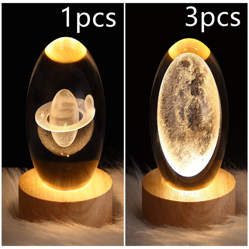 3D Moon & Galaxy Crystal Ball LED Lamp