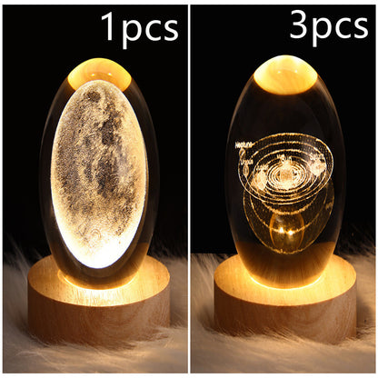 3D Moon & Galaxy Crystal Ball LED Lamp
