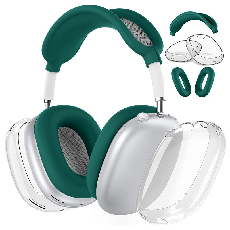 Premium Protective Cover Set for AirPods Max – Silicone Ear Cushions & Clear TPU Case with Headband Cover