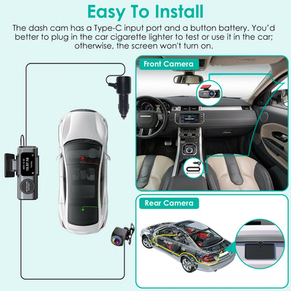 “4K Dual Channel WiFi Dash Cam with Front & Rear Camera”
