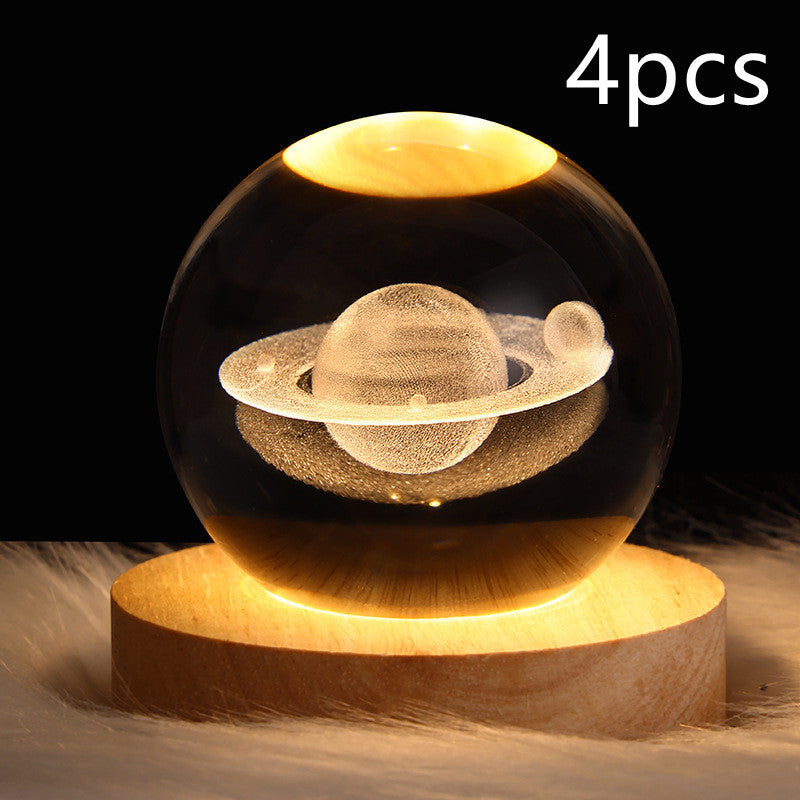 3D Moon & Galaxy Crystal Ball LED Lamp