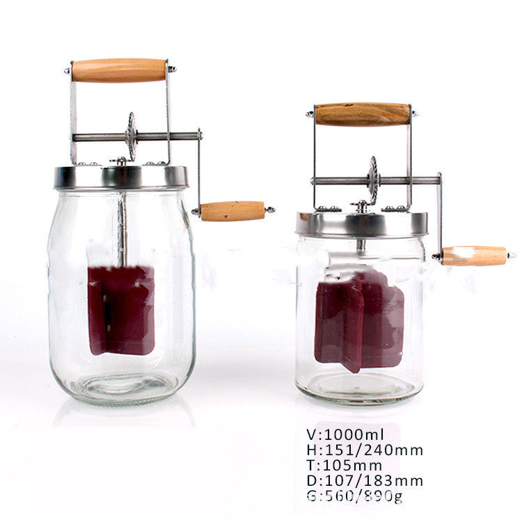 Manual Butter Churner Set – Hand-Crank Glass Jar Butter Maker