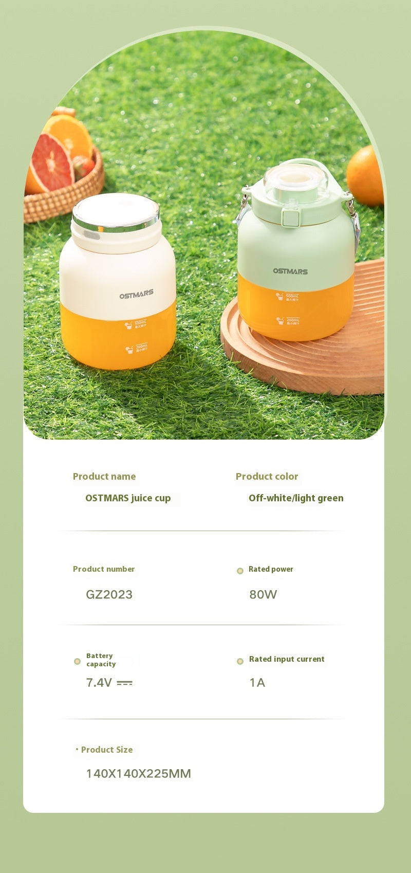 OSTMARS Portable Blender, USB Rechargeable Mini Juicer Cup for Smoothies, Shakes & Baby Food