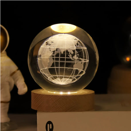 3D Moon & Galaxy Crystal Ball LED Lamp