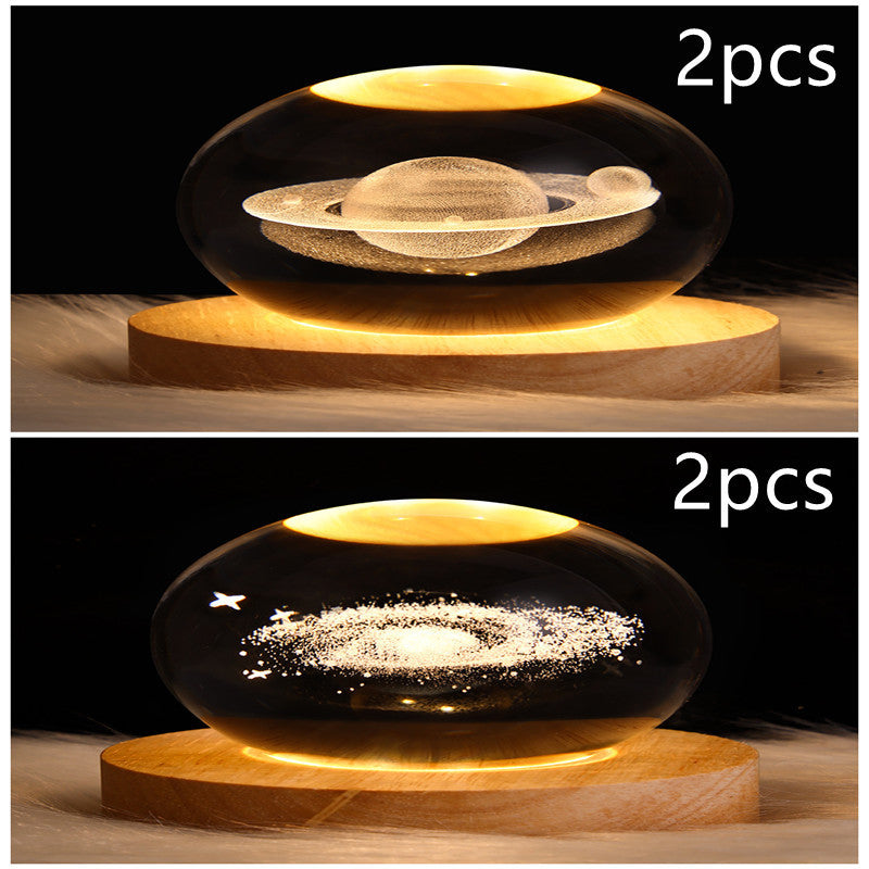 3D Moon & Galaxy Crystal Ball LED Lamp