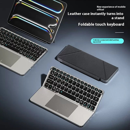 Wireless Foldable Bluetooth Keyboard with Touchpad & Stand Case