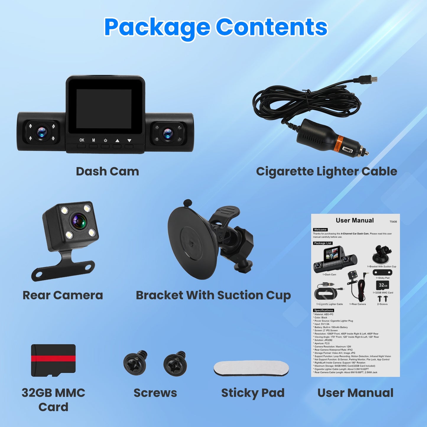 “360° 4-Channel FHD Car Dash Cam with Night Vision”