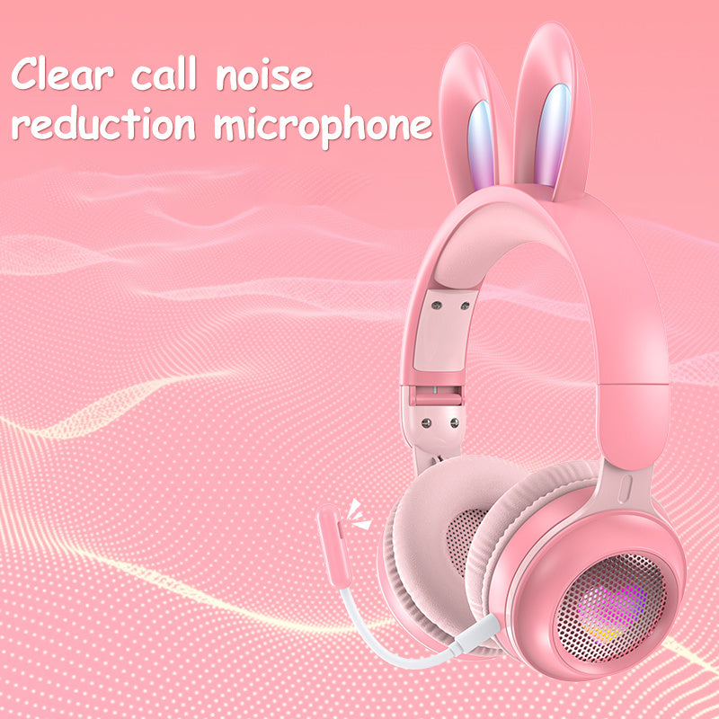 Cute LED Bunny Wireless Headphones Kids Rabbit Ear Wireless