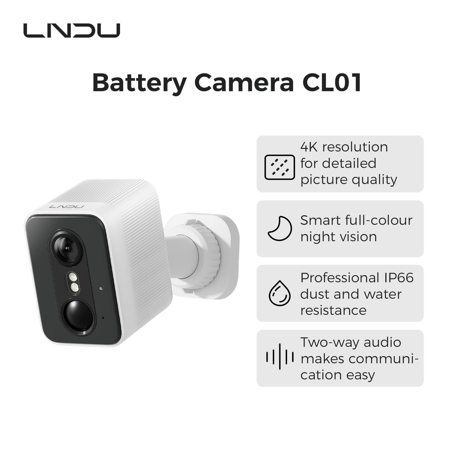 Wireless 4K Battery Security Camera with Night Vision