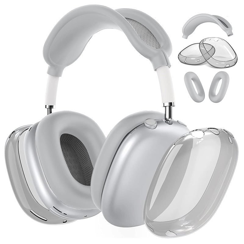 Premium Protective Cover Set for AirPods Max – Silicone Ear Cushions & Clear TPU Case with Headband Cover