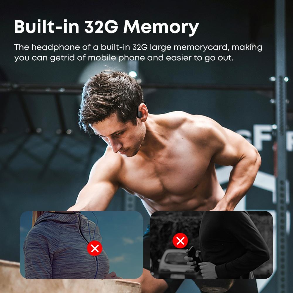 “IPX8 Waterproof Bone Conduction Bluetooth Swimming Headphones”