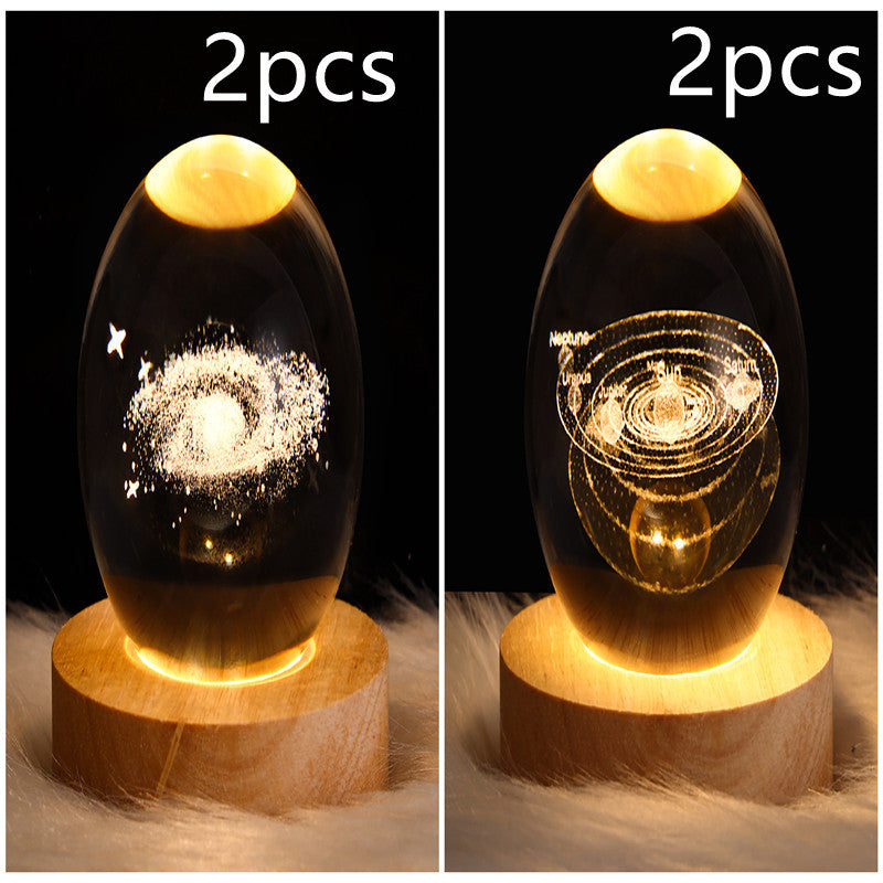 3D Moon & Galaxy Crystal Ball LED Lamp