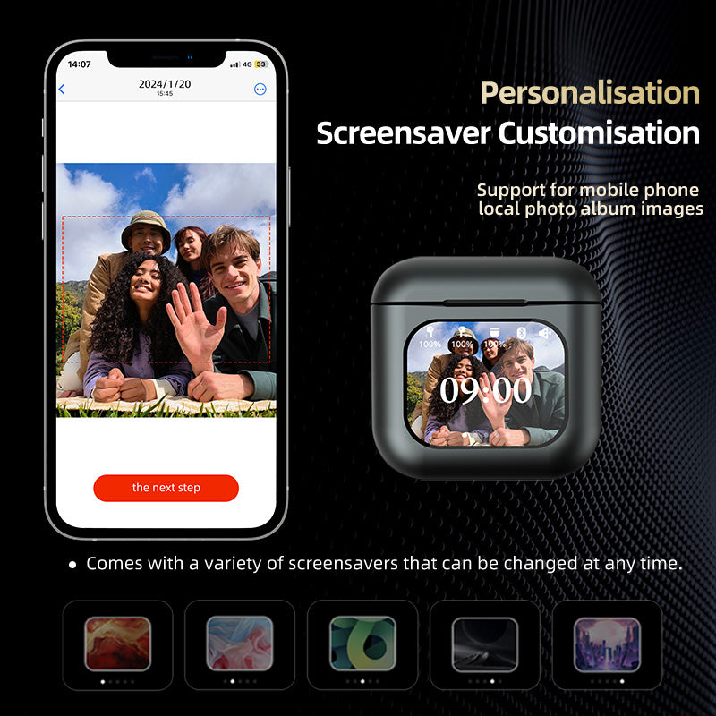 TWS Smart Touch Screen Earbuds with ANC Noise Cancelling