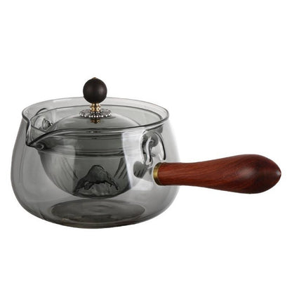 Heat-Resistant Rotating Glass Teapot with Infuser