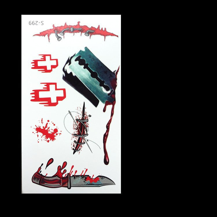 Fake Wound Scar Tattoo Stickers – Realistic Halloween Prank Makeup Temporary Tattoos