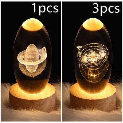 3D Moon & Galaxy Crystal Ball LED Lamp