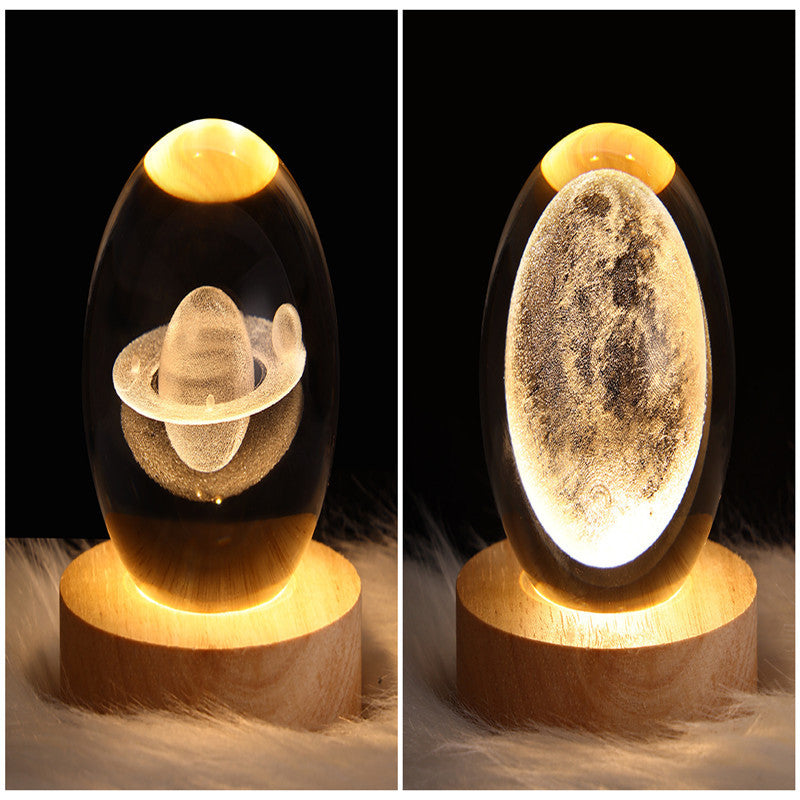 3D Moon & Galaxy Crystal Ball LED Lamp