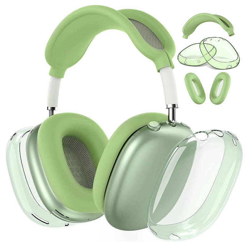 Premium Protective Cover Set for AirPods Max – Silicone Ear Cushions & Clear TPU Case with Headband Cover