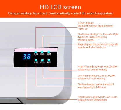 Smart Wall Heater with Timer & Remote 2000w