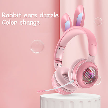 Cute LED Bunny Wireless Headphones Kids Rabbit