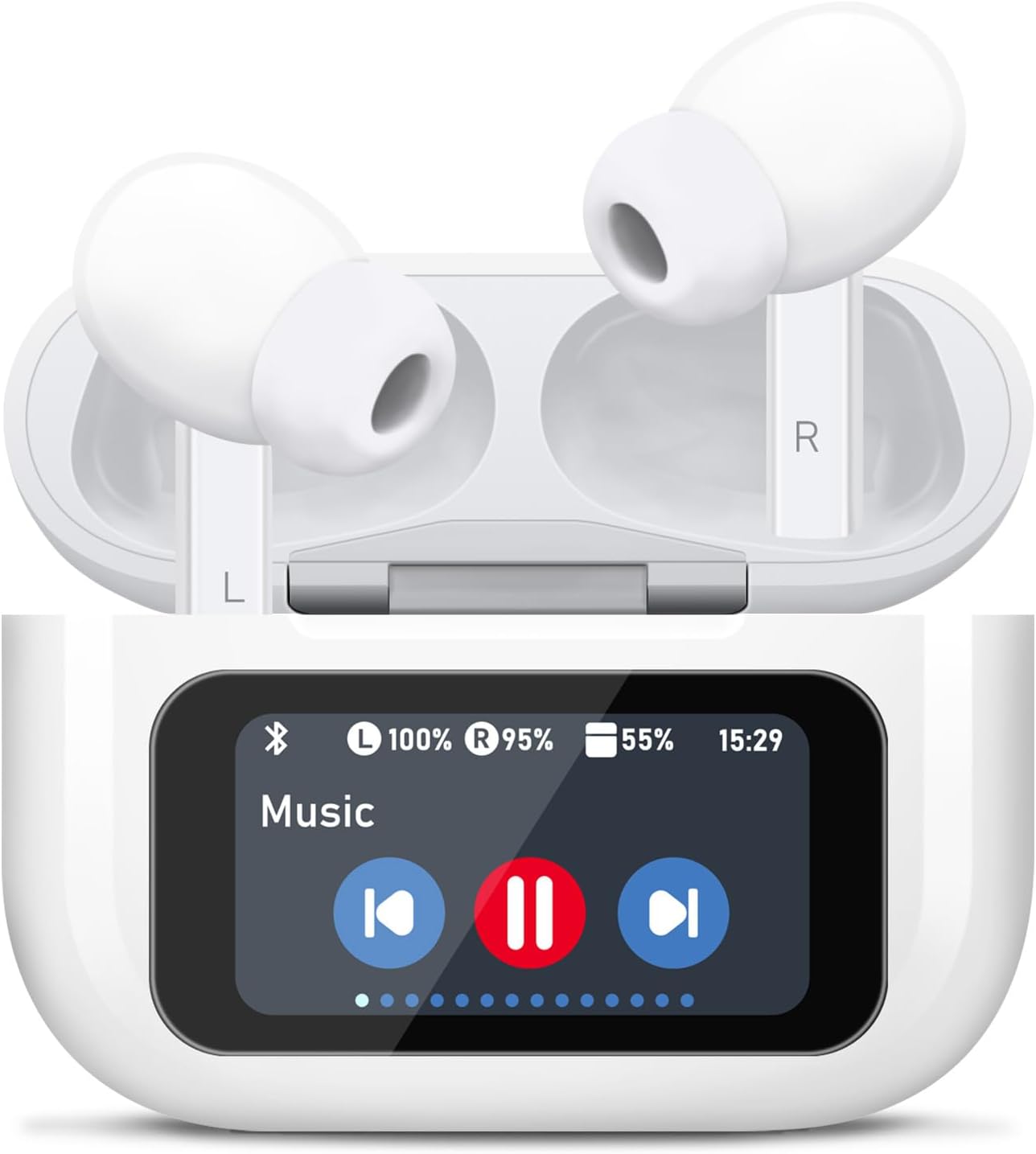 Smart Touch Screen Wireless Earbuds – ANC & Hi-Fi Sound