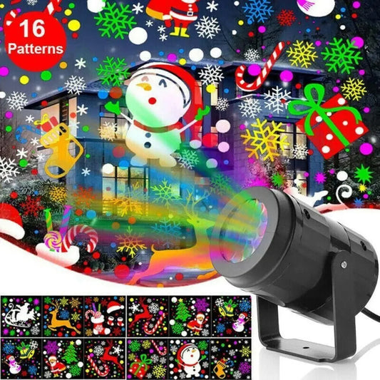 Christmas Snowflake Projector Light – Rotating LED Holiday Stage Light for Indoor & Outdoor Decoration