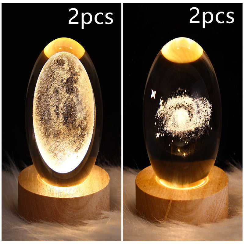 3D Moon & Galaxy Crystal Ball LED Lamp