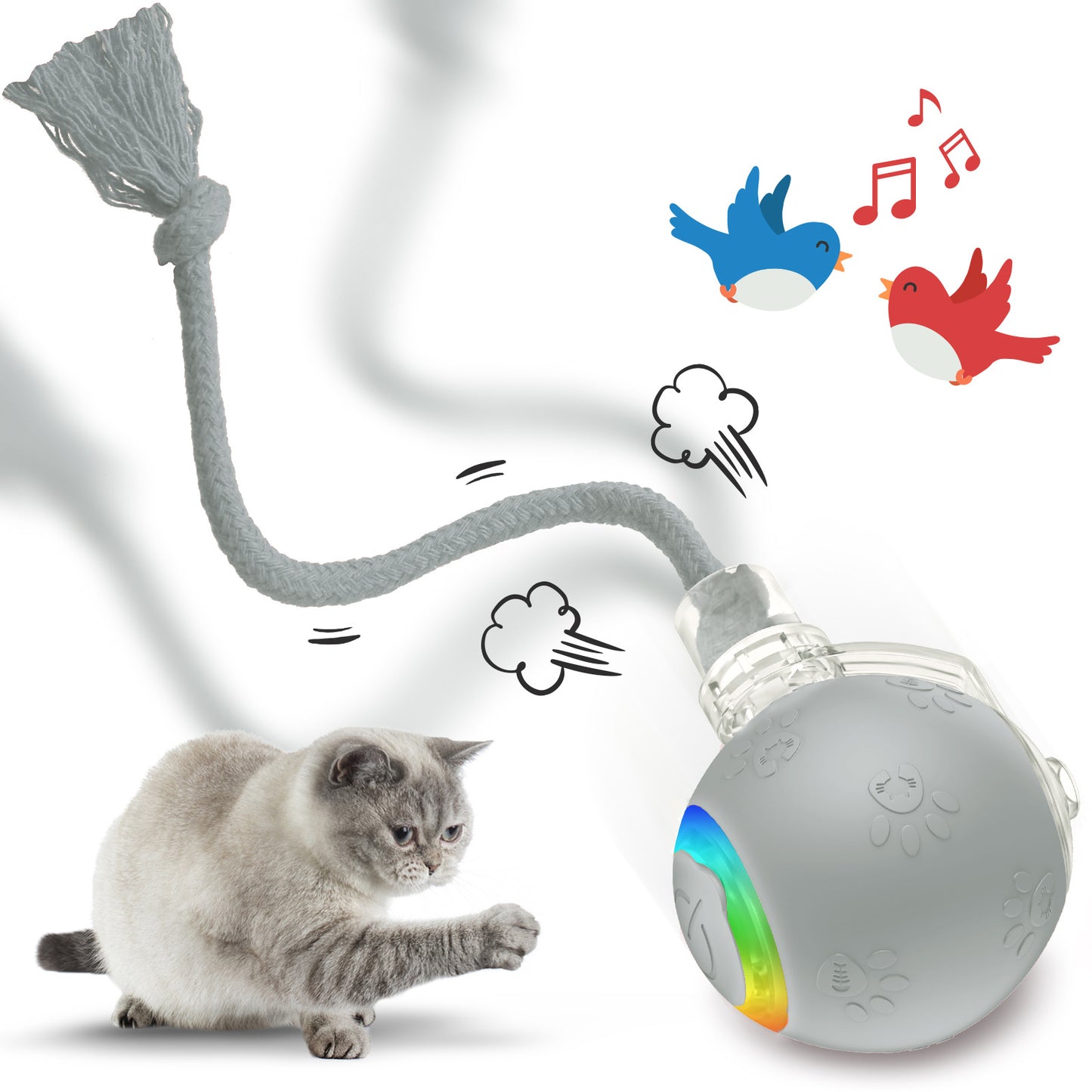 Intelligent Gravity Cat Toy Ball Strap Electric Rope Cat Teaser Toy Cat Toy
