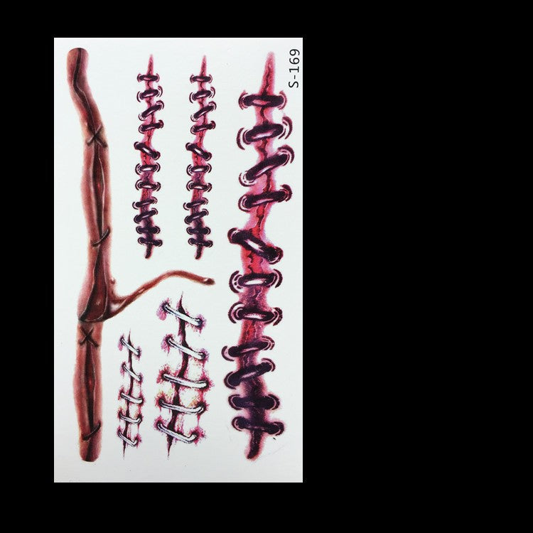 Fake Wound Scar Tattoo Stickers – Realistic Halloween Prank Makeup Temporary Tattoos