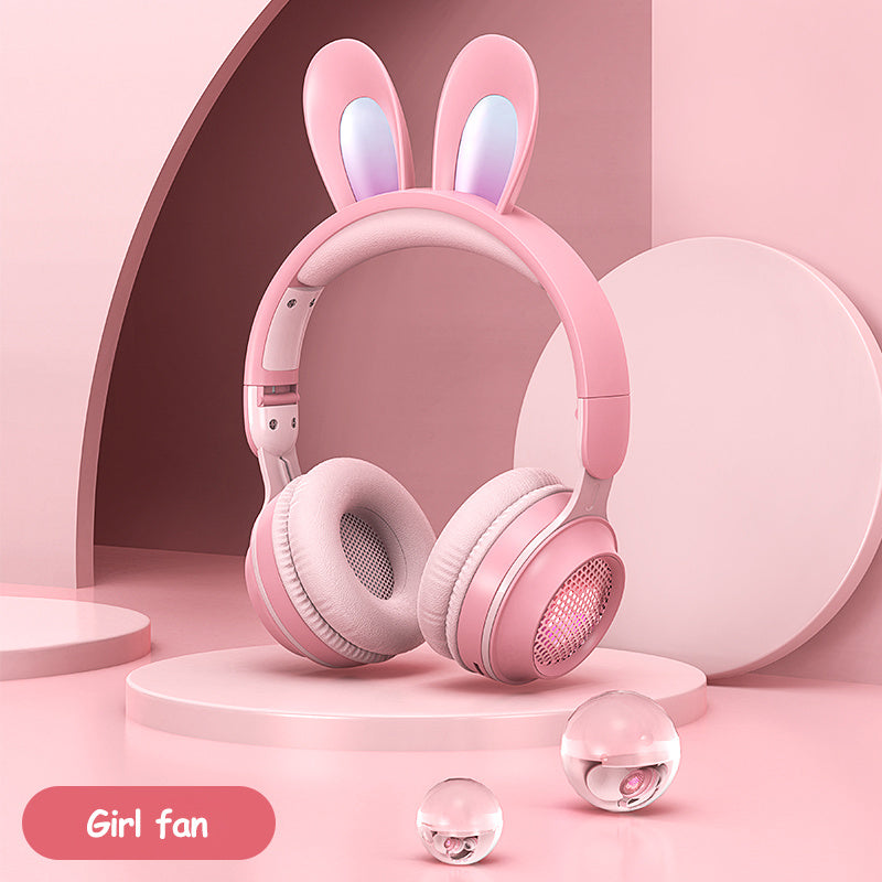 Cute LED Bunny Wireless Headphones Kids Rabbit Ear Wireless