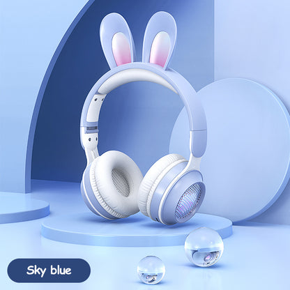 Cute LED Bunny Wireless Headphones Kids Rabbit