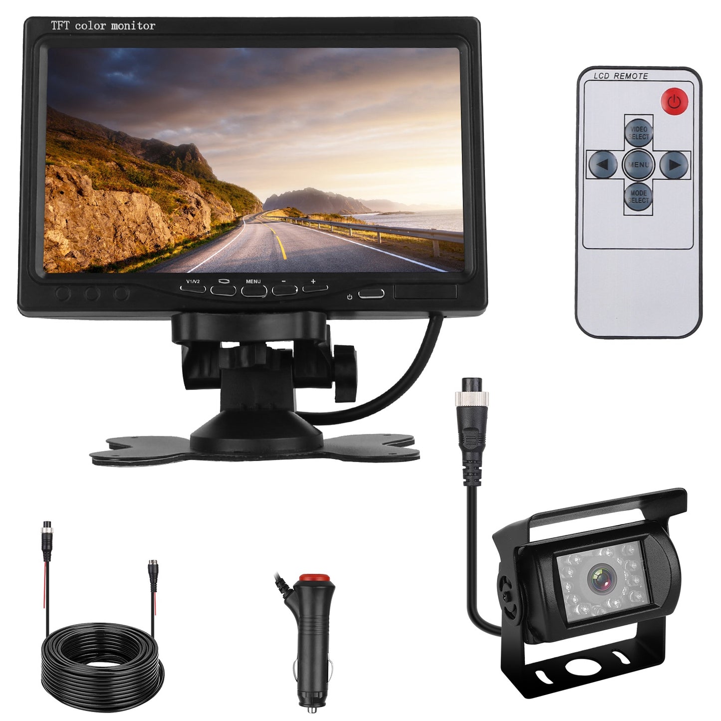 “7" HD Waterproof Car Rear View Camera Monitor System”