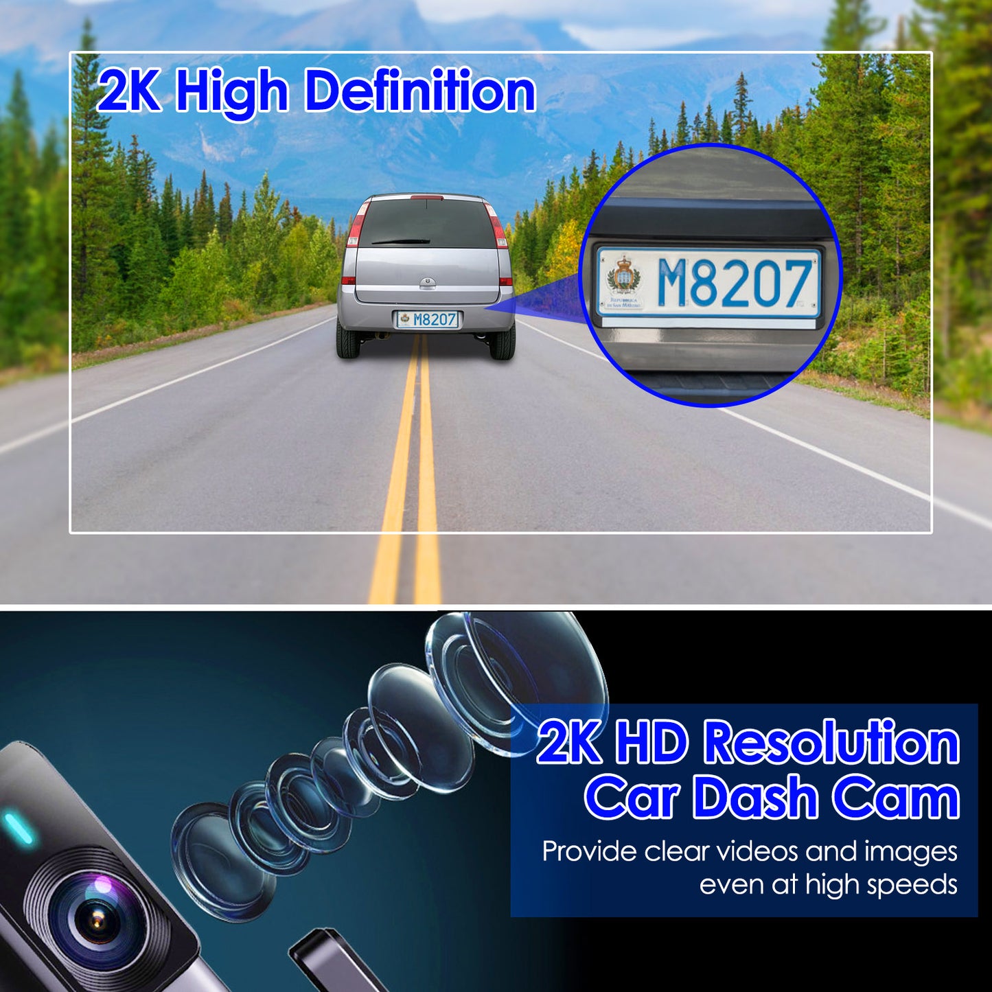 2K HD Car Dash Camera with WiFi & Night Vision