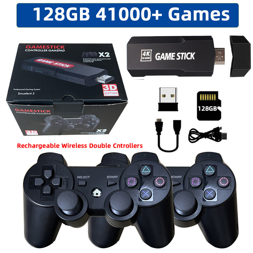 4K HD HDMI Game Stick Console with 2 Rechargeable Controllers – Home TV Gaming System