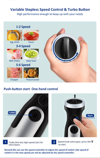 3-in-1 Handheld Immersion Blender Set – Mixer, Chopper & Whisk Attachment