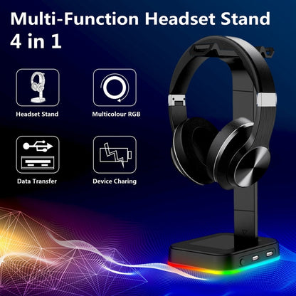 2-in-1 RGB Gaming Headphone Stand with Power Strip