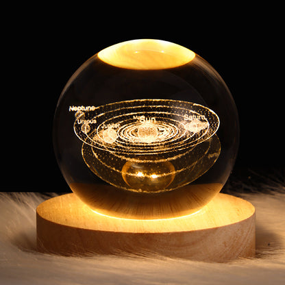 3D Moon & Galaxy Crystal Ball LED Lamp